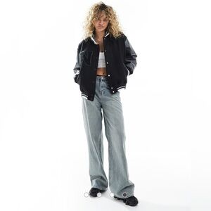 New Nike Destroyer oversized wool bomber jacket in black and white size S M
